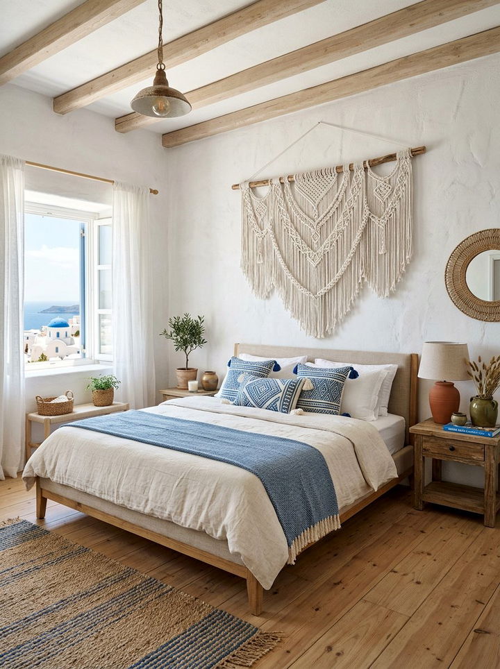Macrame wall art bedroom - 30 Greek bedroom ideas