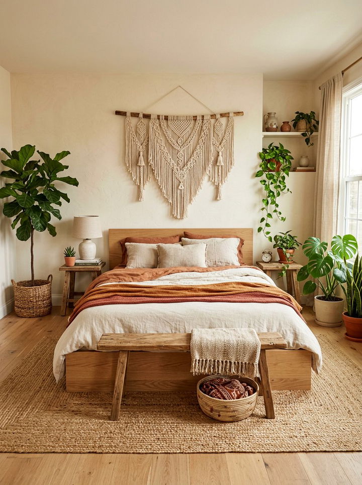 Macrame wall decor - 30 cozy texture bedroom ideas