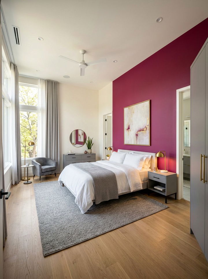 Magenta Accent Wall - 30 magenta bedroom ideas