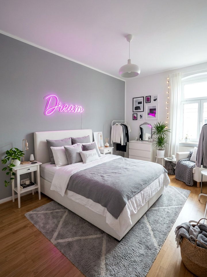 Magenta Neon Sign Bedroom - 30 magenta bedroom ideas
