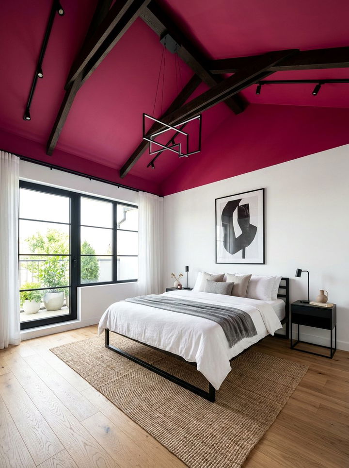 Magenta Painted Ceiling - 30 magenta bedroom ideas
