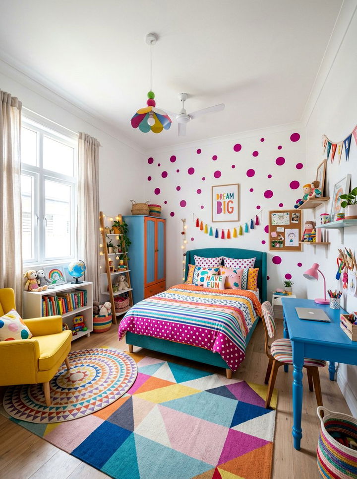 Magenta Polka Dot Walls - 30 magenta bedroom ideas