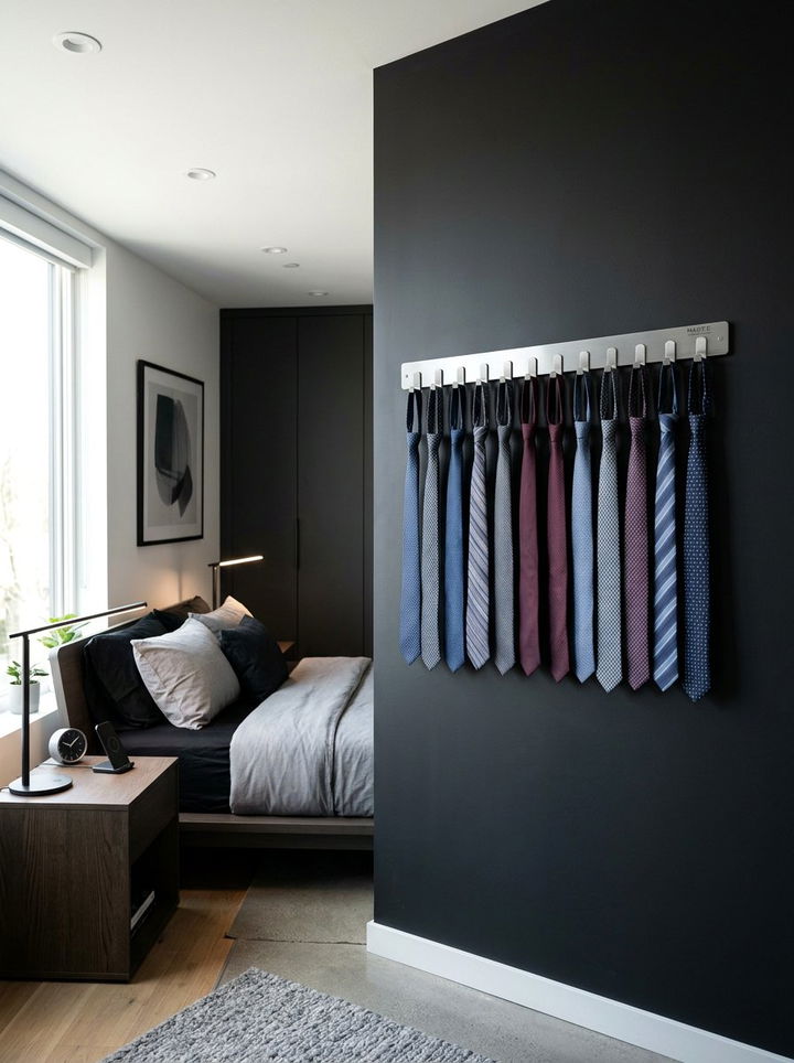 Magnetic Tie Strip - 30 bedroom tie storage ideas