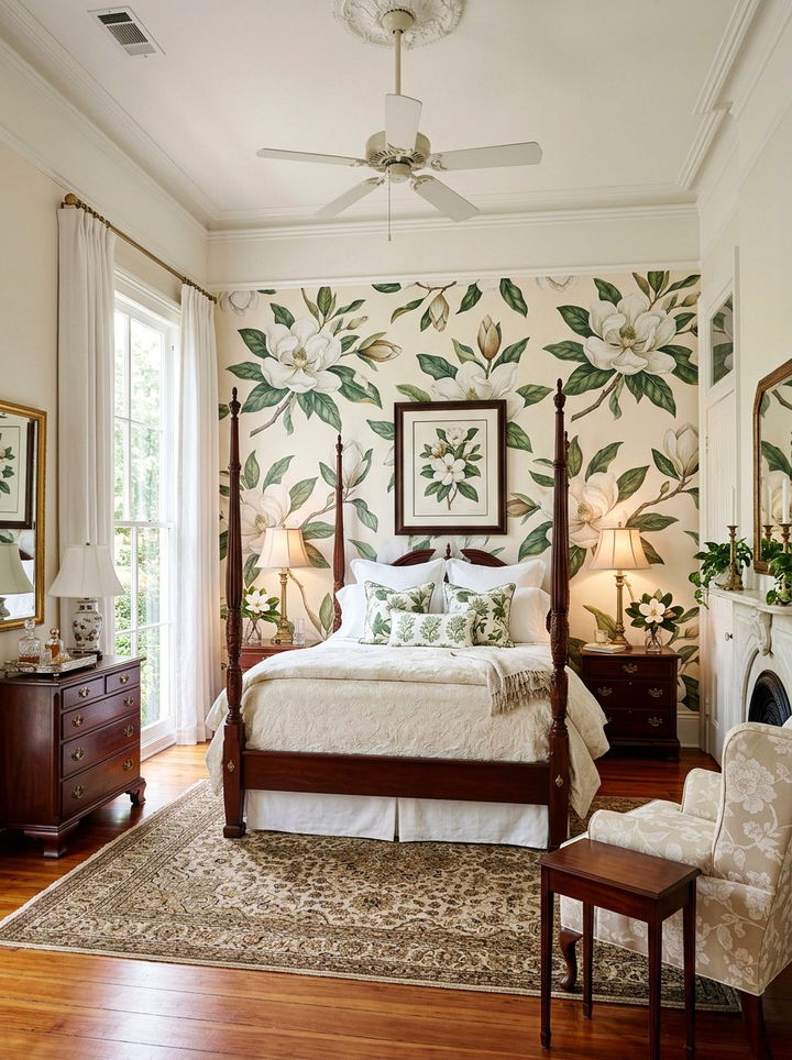 Magnolia Floral Wallpaper - 30 bedroom floral wallpapers