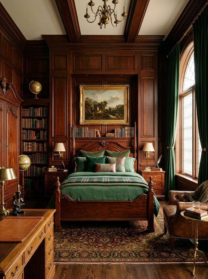 Mahogany Wood - 30 dark academia bedroom color ideas