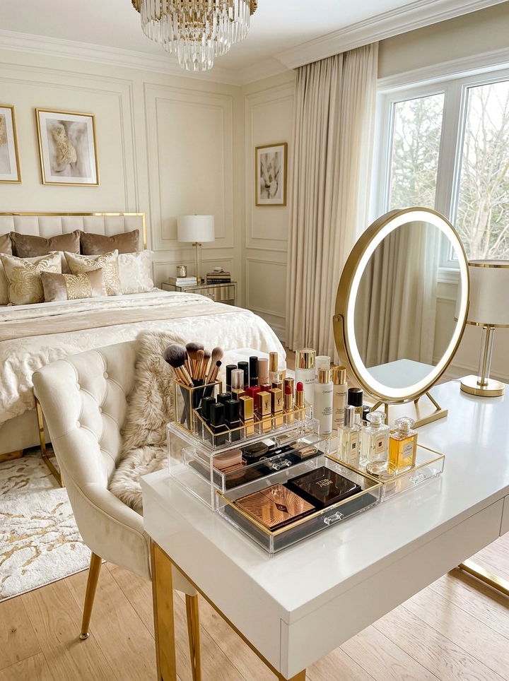Makeup Vanity Organizer - 30 bedroom organization hacks