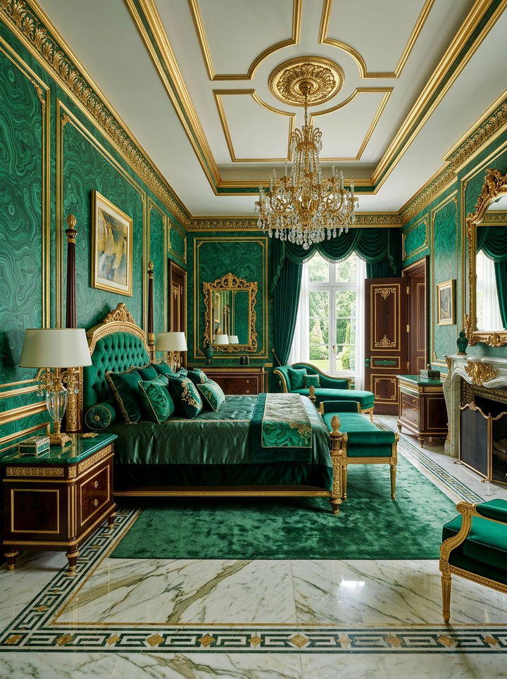 Malachite Green Gold Trim Bedroom - 30 green and gold bedroom color combo