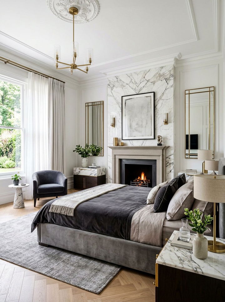 Marble Accent Bedroom - 30 luxe bedroom ideas