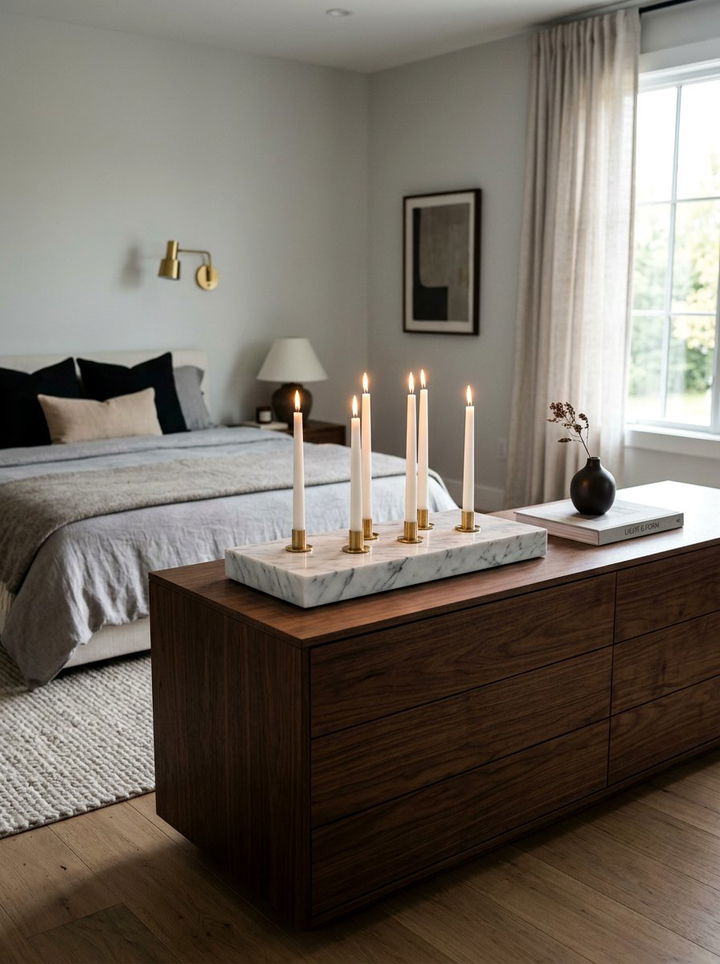 Marble Candle Base - 30 bedroom candle ideas