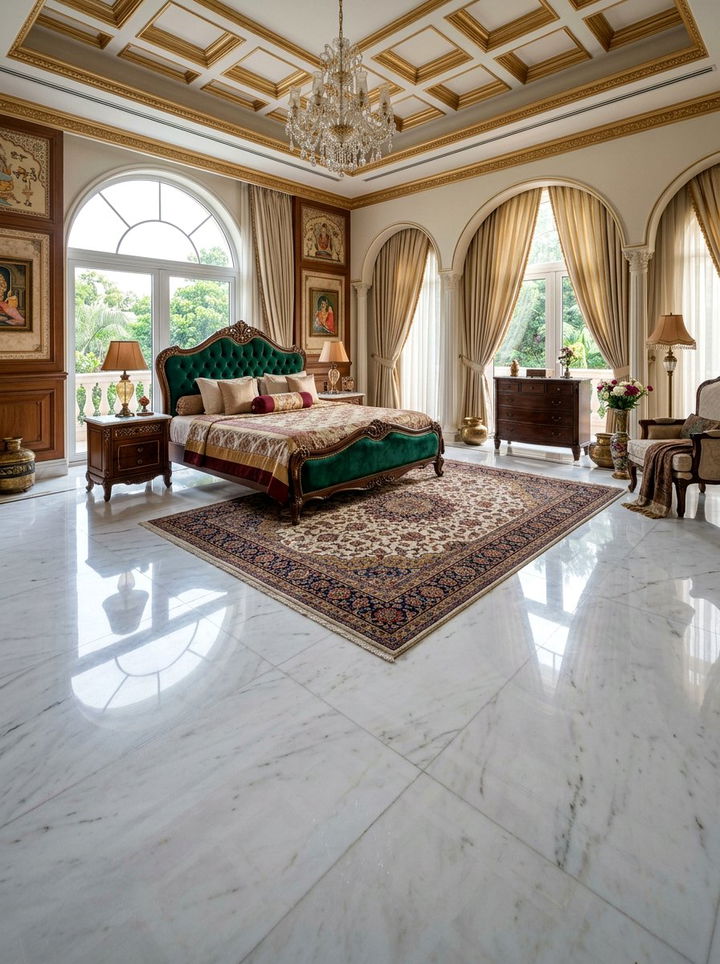 Marble Flooring Style - 30 Indian bedroom ideas