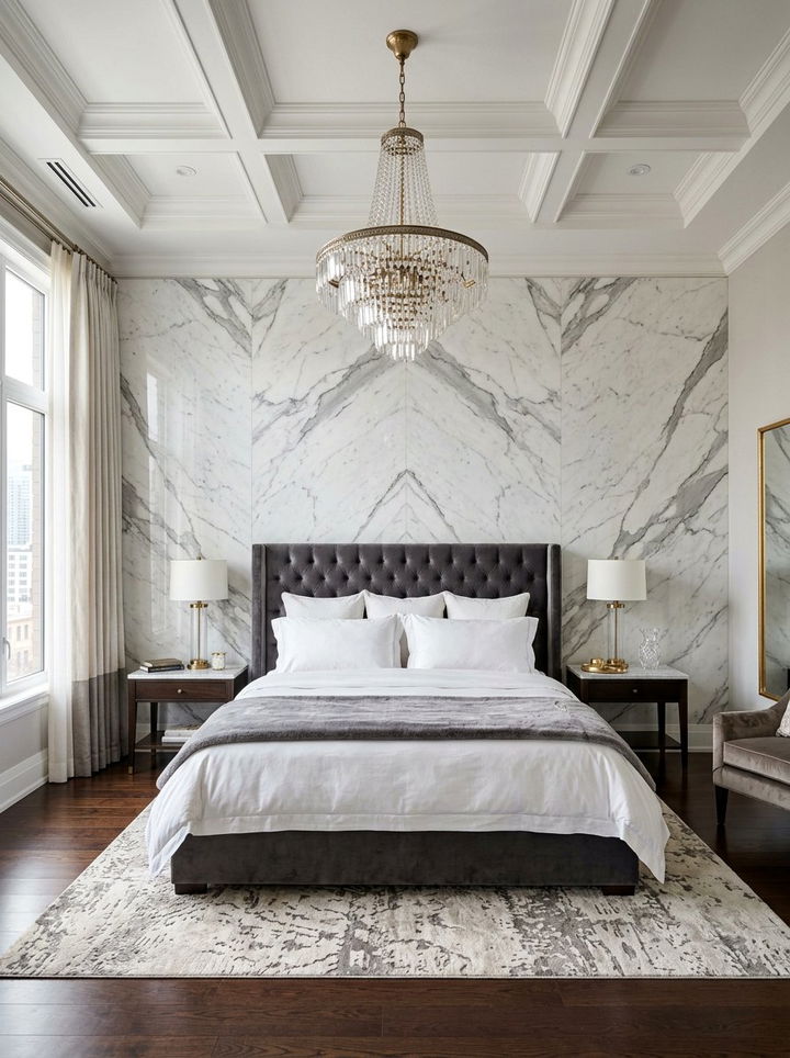Marble Panel Accent Wall - 30 bedroom accent walls