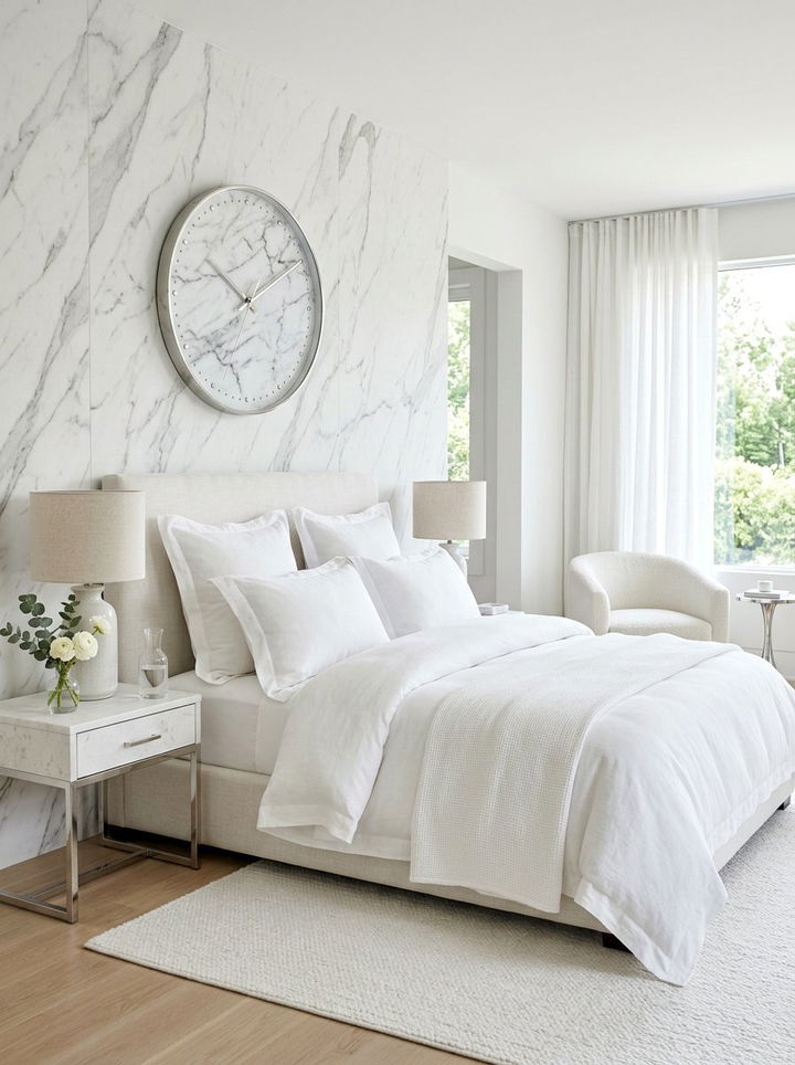 Marble Pattern Wall Clock - 30 bedroom wall clocks