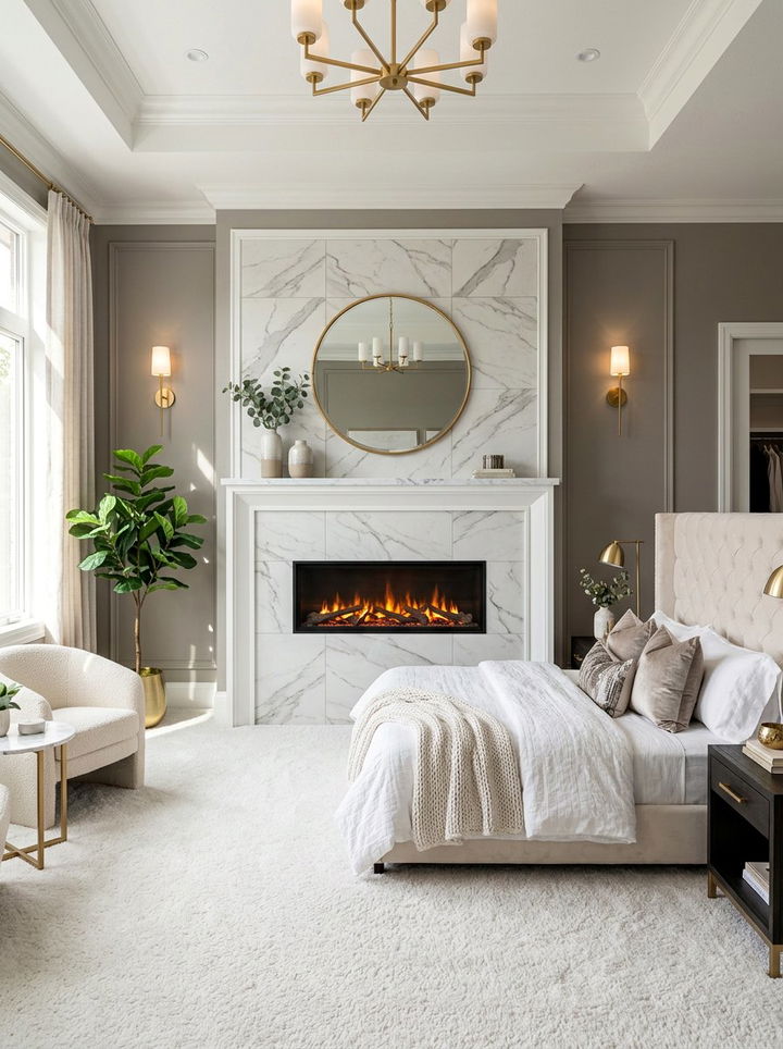 Marble Tile Electric Fireplace - 30 bedroom electric fireplace ideas