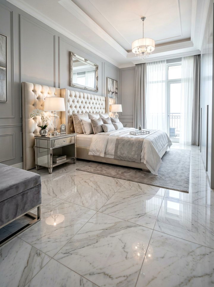 Marble Tile Flooring - 30 bedroom floor design ideas