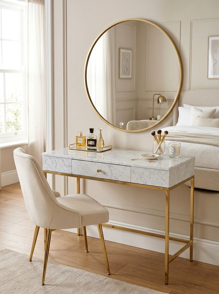 Marble Top Dressing Table - 30 bedroom modern vanity designs