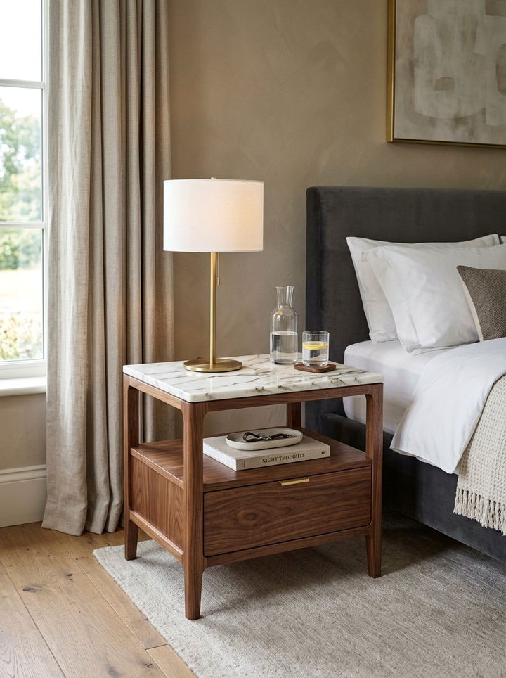 Marble Top Nightstand - 30 bedroom vintage nightstands