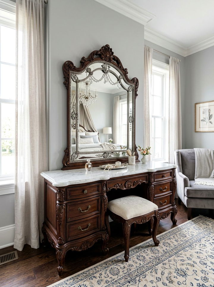 Marble Top Vanity - 30 bedroom vintage vanity ideas