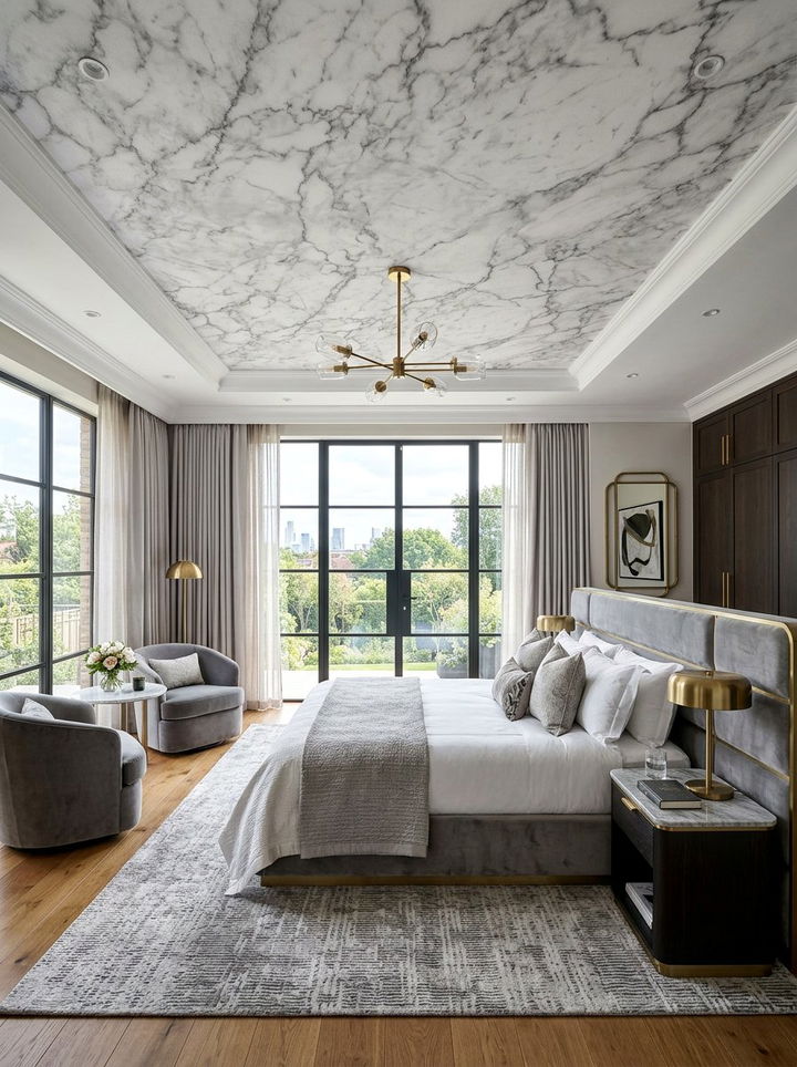 Marble effect ceiling wallpaper - 30 bedroom ceiling wallpapers