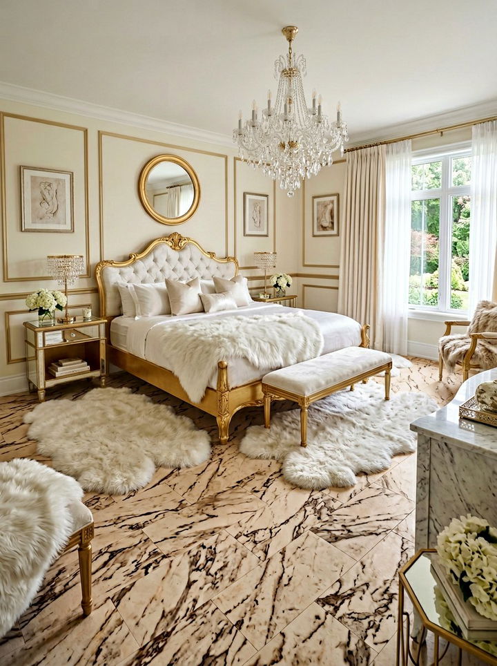 Marble effect cork floor - 30 bedroom cork flooring ideas