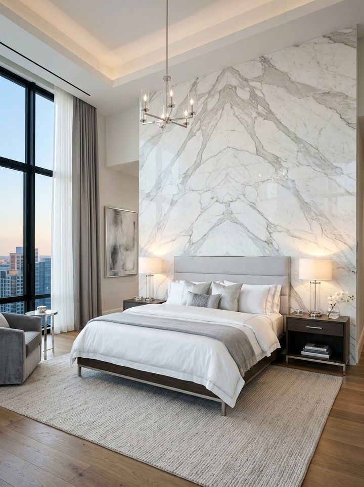 Marble slab wall - 30 bedroom feature wall ideas