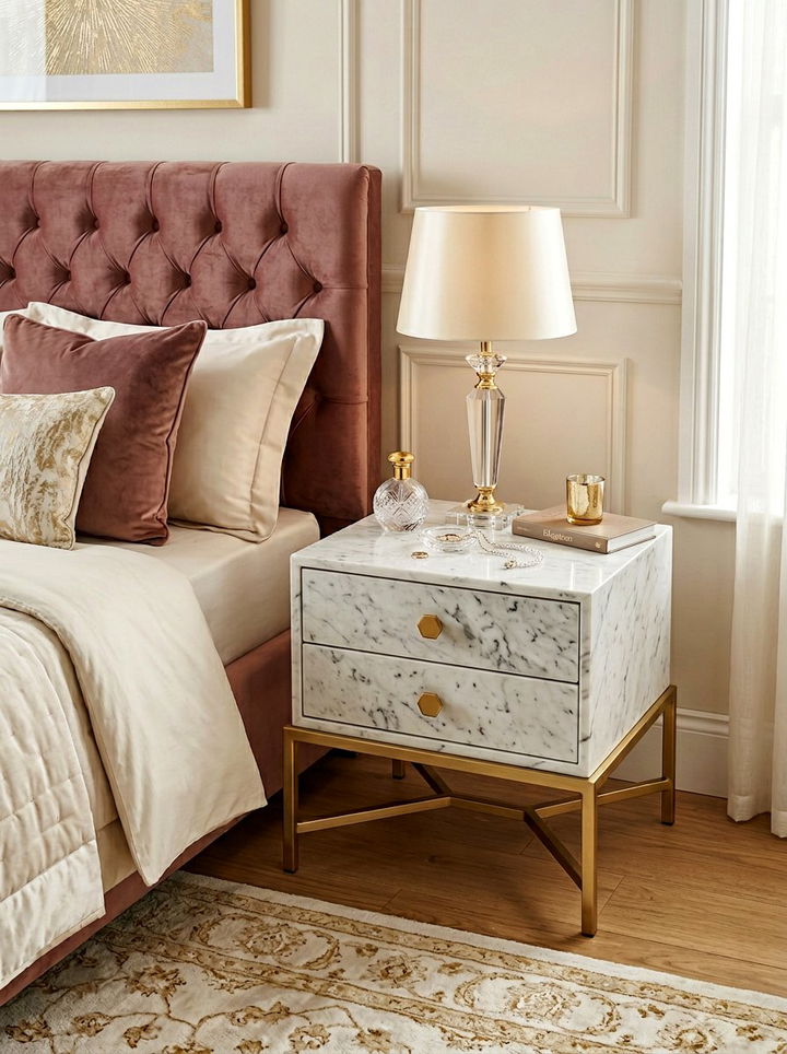 Marble top nightstand - 30 bedroom modern nightstands