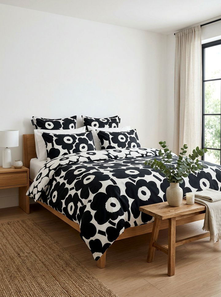 Marimekko pattern bedding - 30 Finnish bedroom ideas