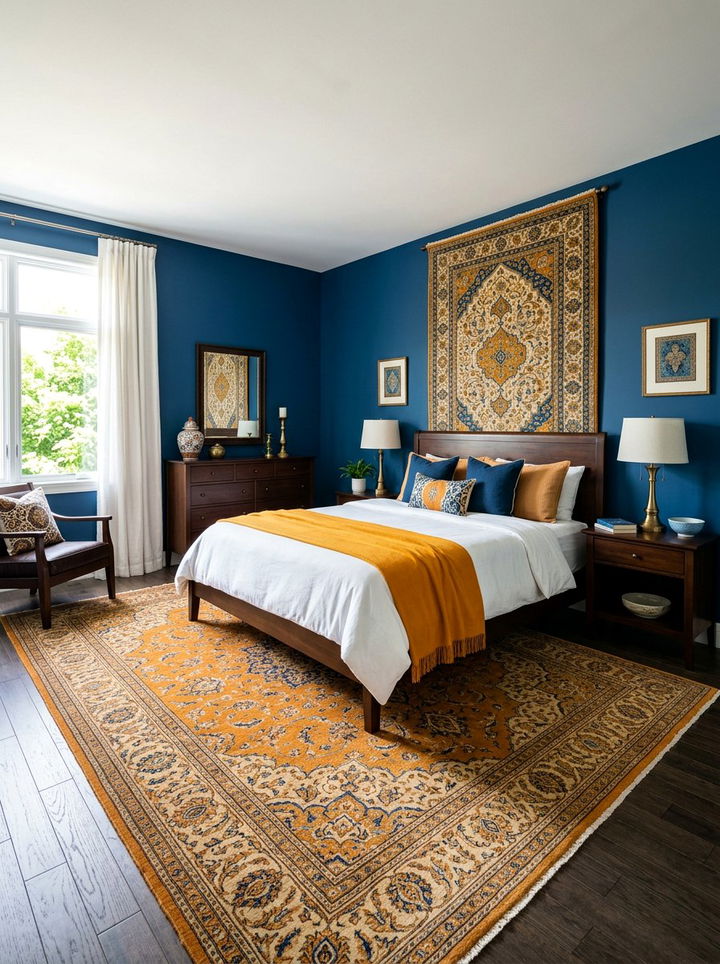 Marine Blue And Saffron Bedroom - 30 orange and blue bedroom color combo