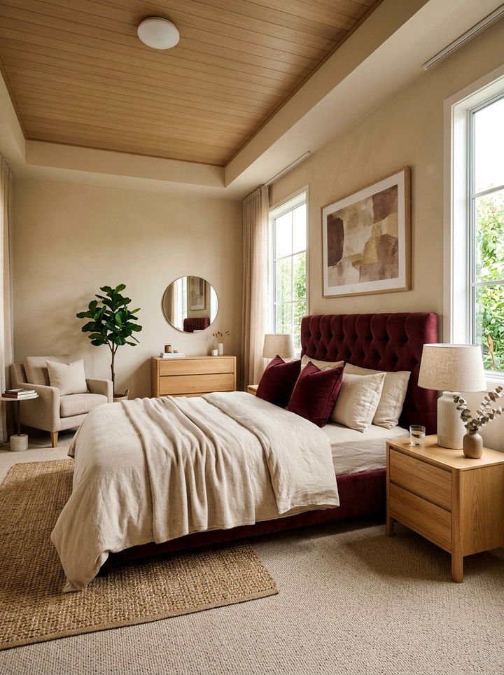 Maroon and beige bedroom - 30 maroon bedroom ideas