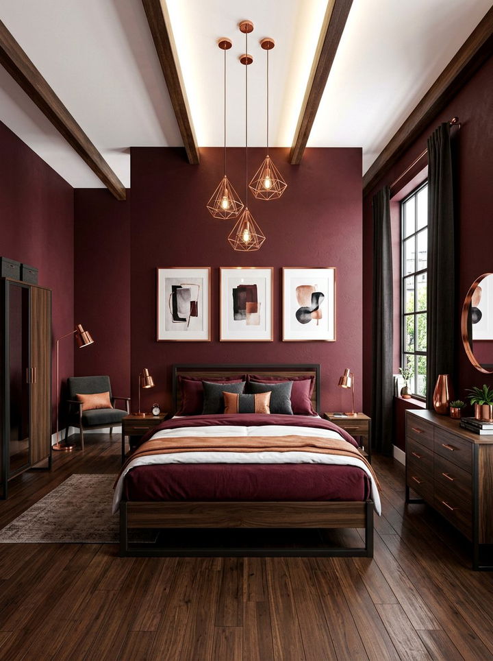 Maroon and copper bedroom - 30 maroon bedroom ideas