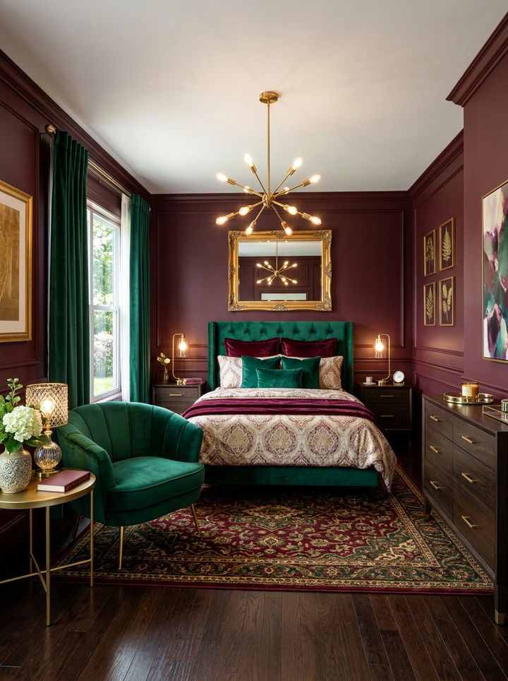 Maroon and emerald green - 30 maroon bedroom ideas