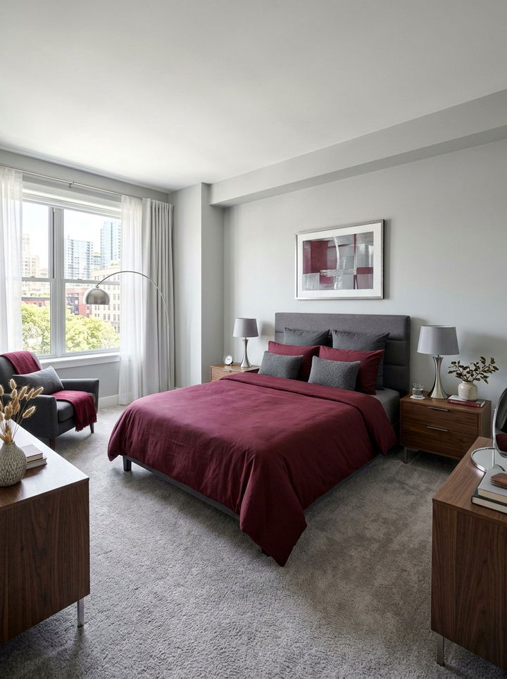 Maroon and gray bedroom - 30 maroon bedroom ideas