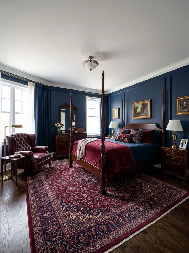 Maroon and navy blue - 30 maroon bedroom ideas
