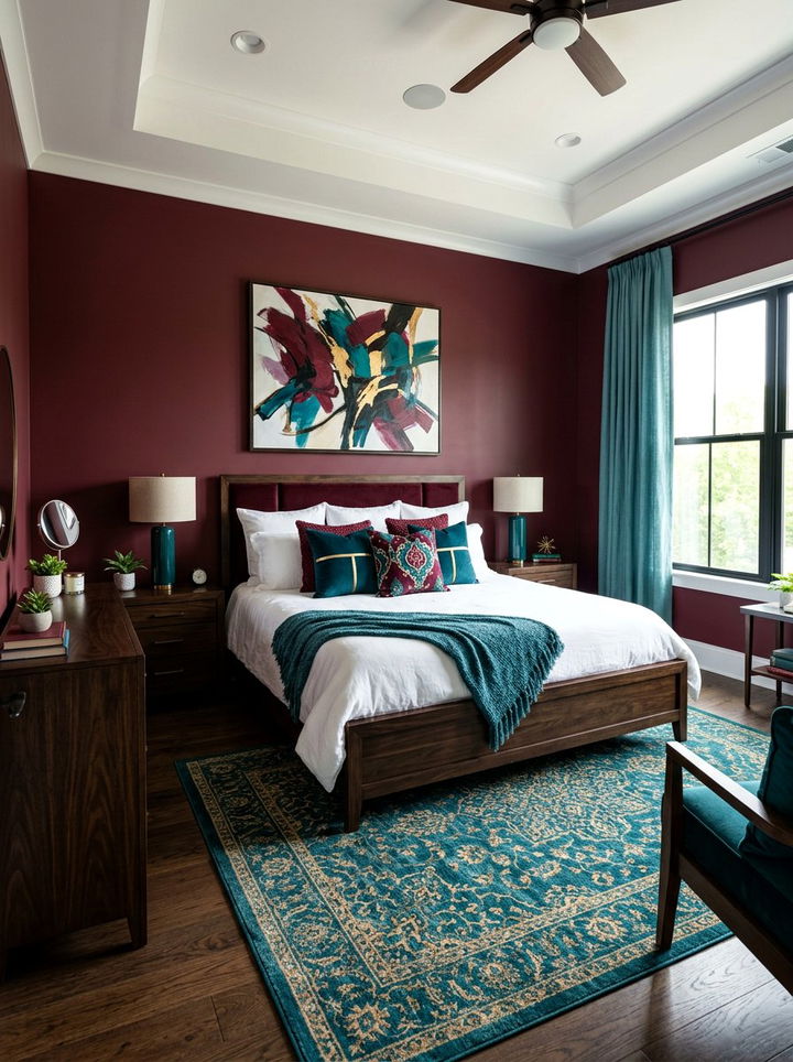 Maroon and teal bedroom - 30 maroon bedroom ideas