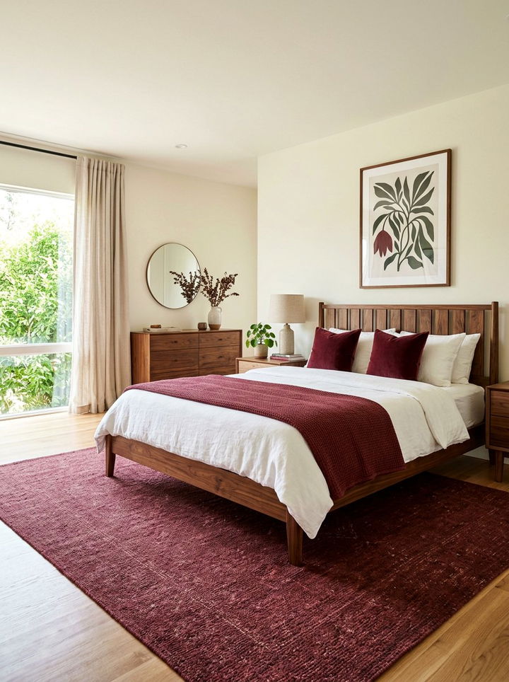 Maroon and wood furniture - 30 maroon bedroom ideas