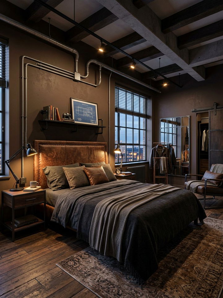 Masculine Bedroom Decor - 30 exposed ductwork bedroom ideas