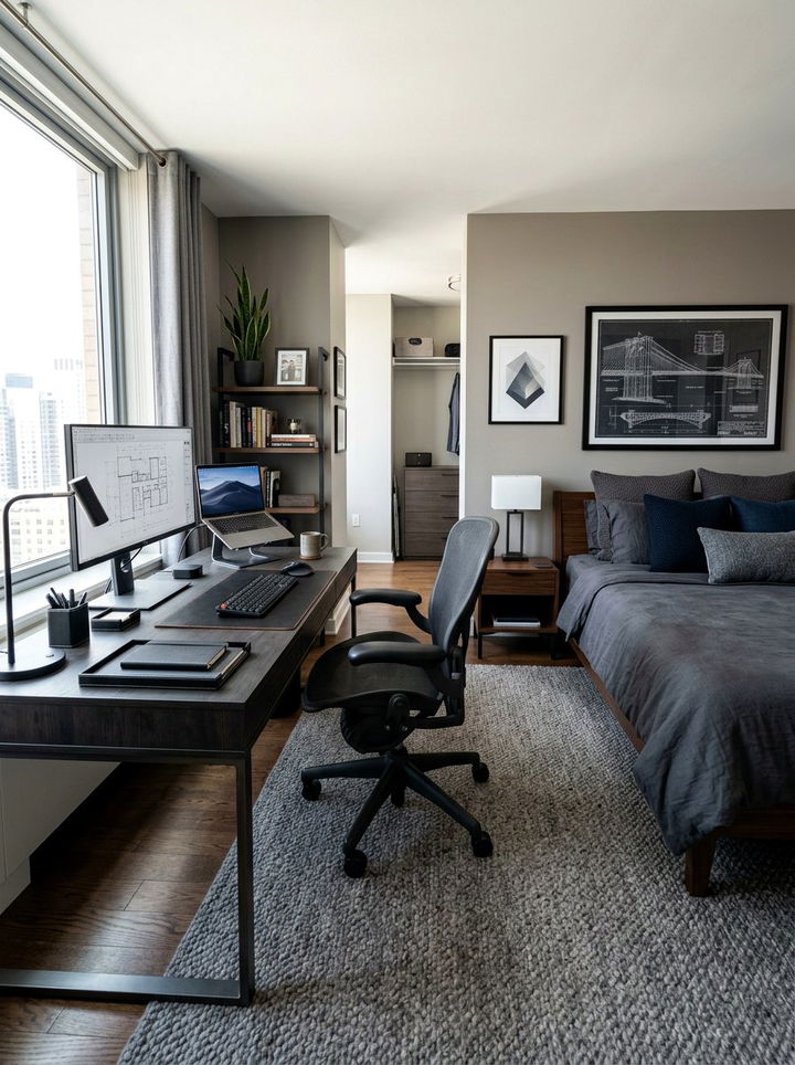 Masculine Bedroom Office - 30 bedroom workspace ideas