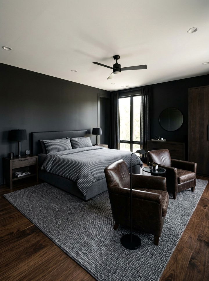 Masculine Black Bedroom Suite - 30 dark black bedroom ideas