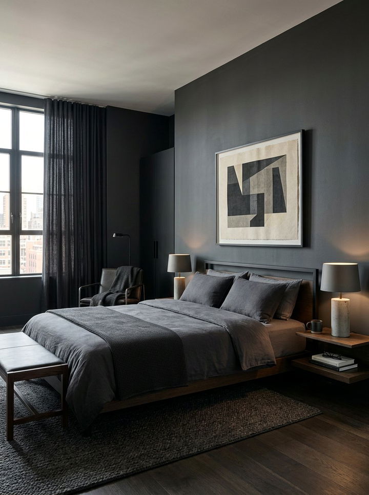 Masculine Charcoal Bedroom - 30 bedroom charcoal walls
