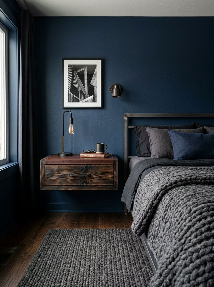 Masculine Floating Nightstand - 30 bedroom floating nightstands