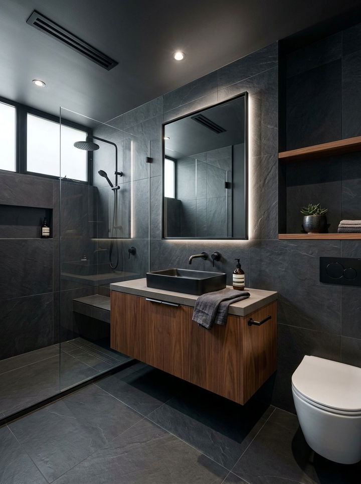 Masculine Modern Ensuite - 30 bedroom ensuite ideas