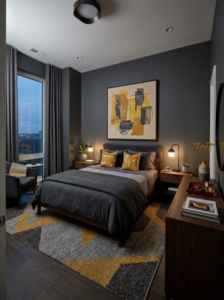 Masculine gray and yellow bedroom - 30 yellow and gray bedroom color combo