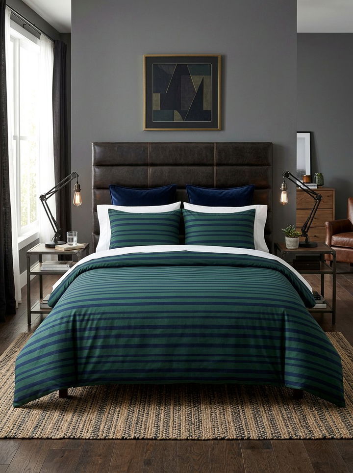 Masculine striped bedding - 30 bedroom striped bedding ideas