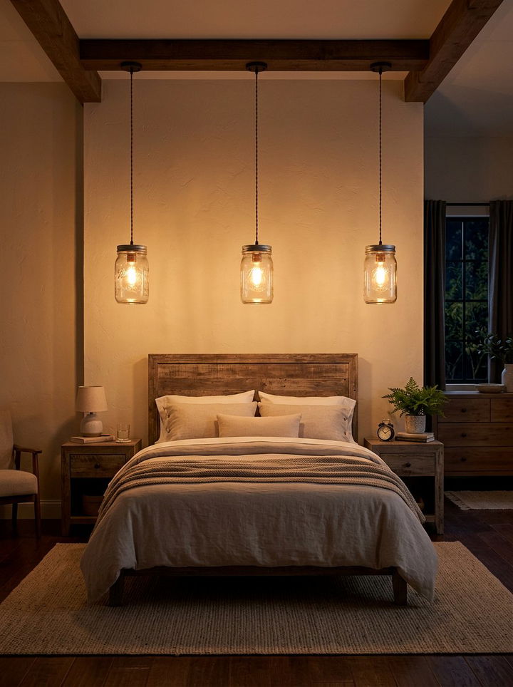 Mason Jar Lighting Bedroom - 30 repurposed bedroom ideas
