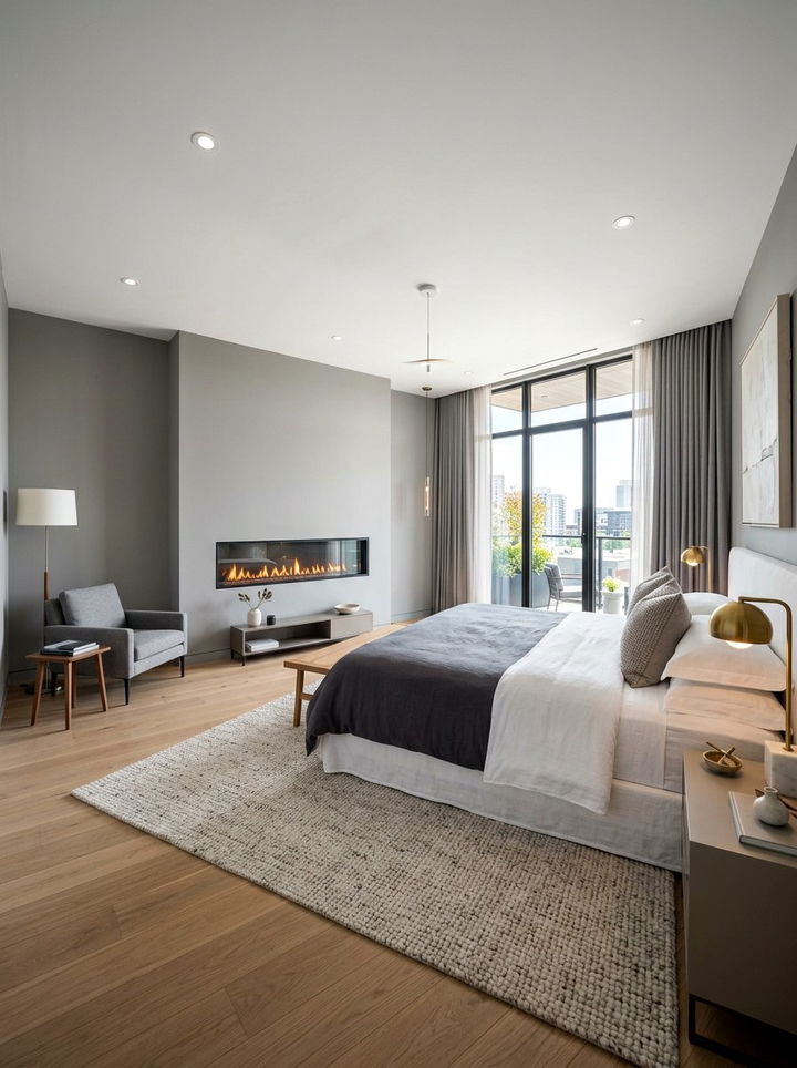 Master Bedroom With Modern Linear Fireplace - 30 bedroom with fireplace ideas