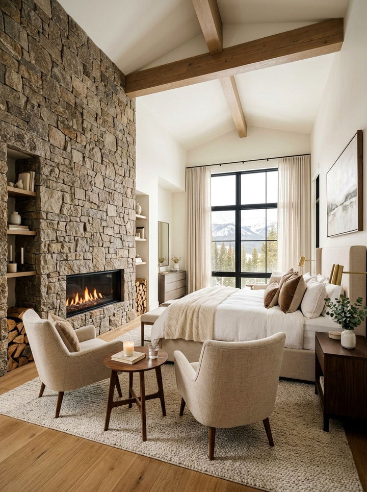 Master Suite With Fireplace - 30 bedroom suite ideas