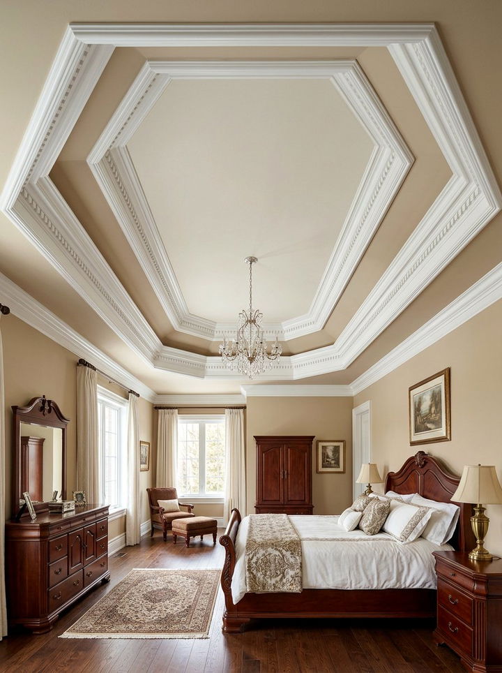Master bedroom crown molding tray ceiling - 30 bedroom tray ceiling ideas
