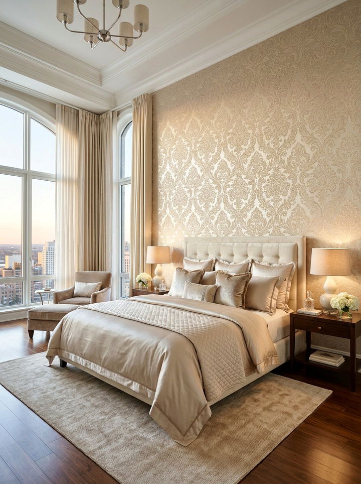 Master bedroom damask wallpaper - 30 bedroom damask wallpapers