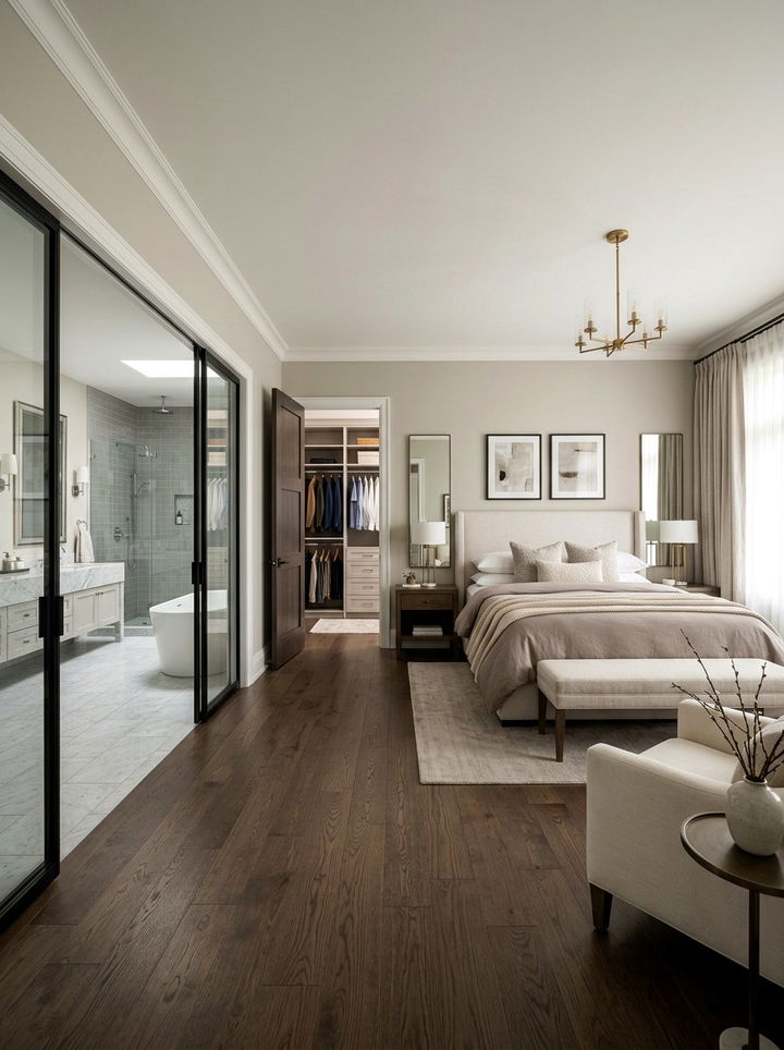 Master bedroom layout with ensuite and walk in closet - 30 bedroom floor plan ideas