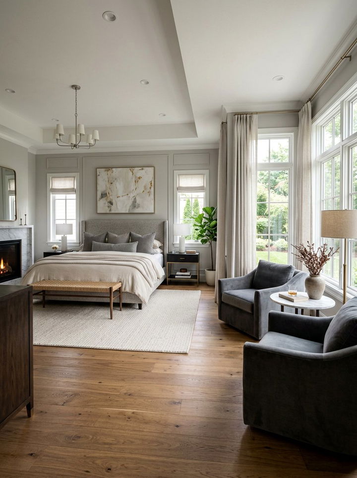 Master bedroom suite with sitting area - 30 L-shaped bedroom ideas