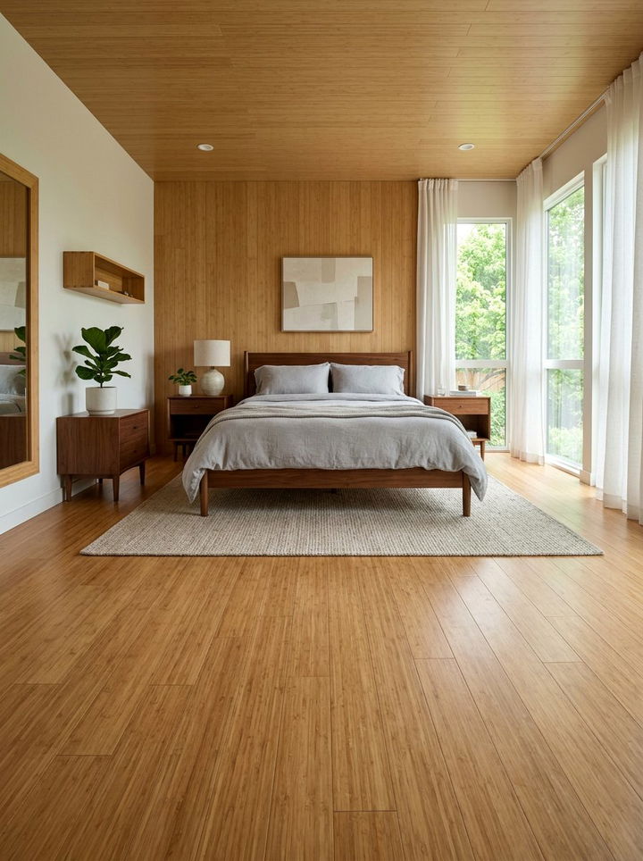 Matte Bamboo Bedroom - 30 bedroom bamboo flooring ideas